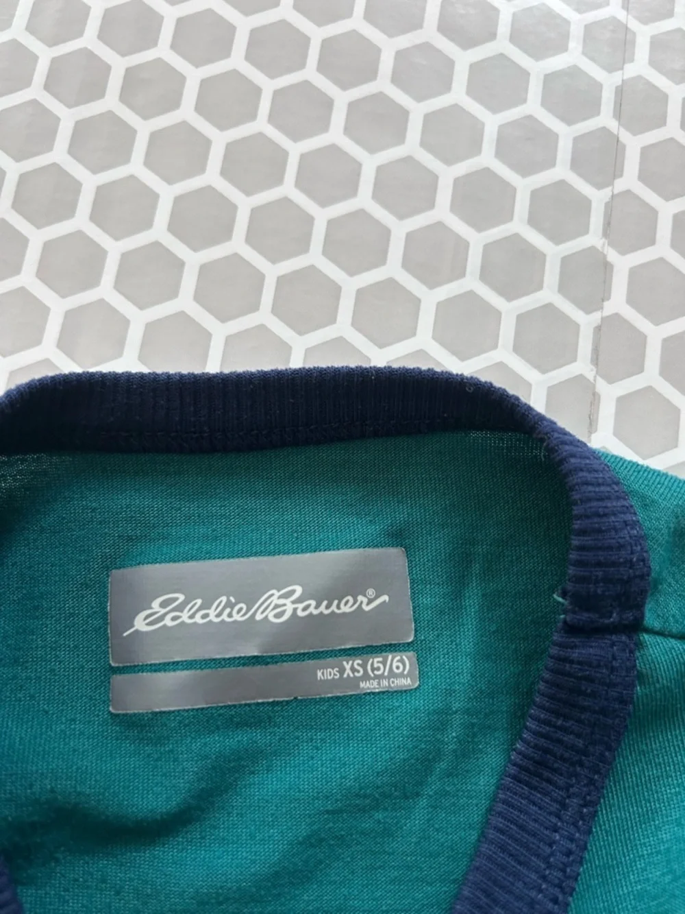 Eddie Bauer Teal Bear Pajama Set with Navy Accents Size XS (5/6)